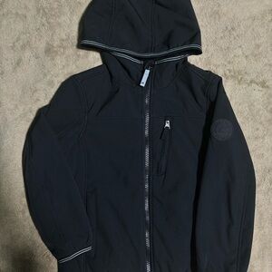 Black Hooded Jacket with Zipper